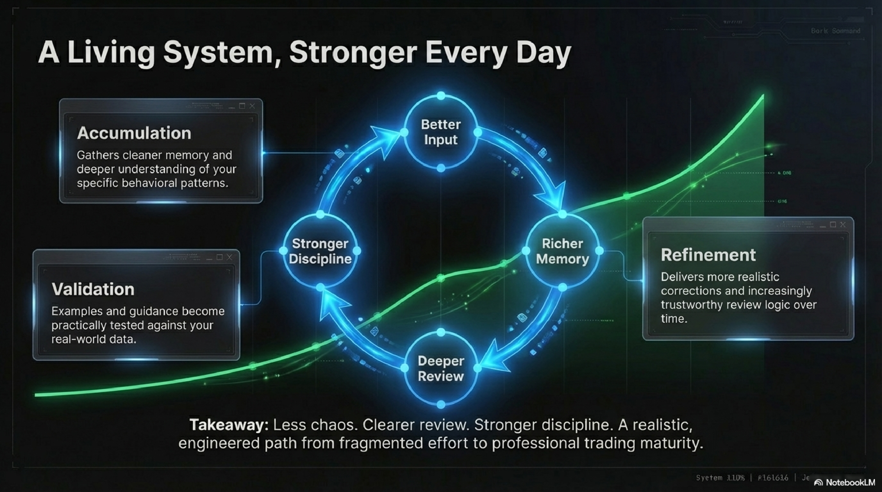 Living System growth cycle — Better Input, Richer Memory, Deeper Review, Stronger Discipline